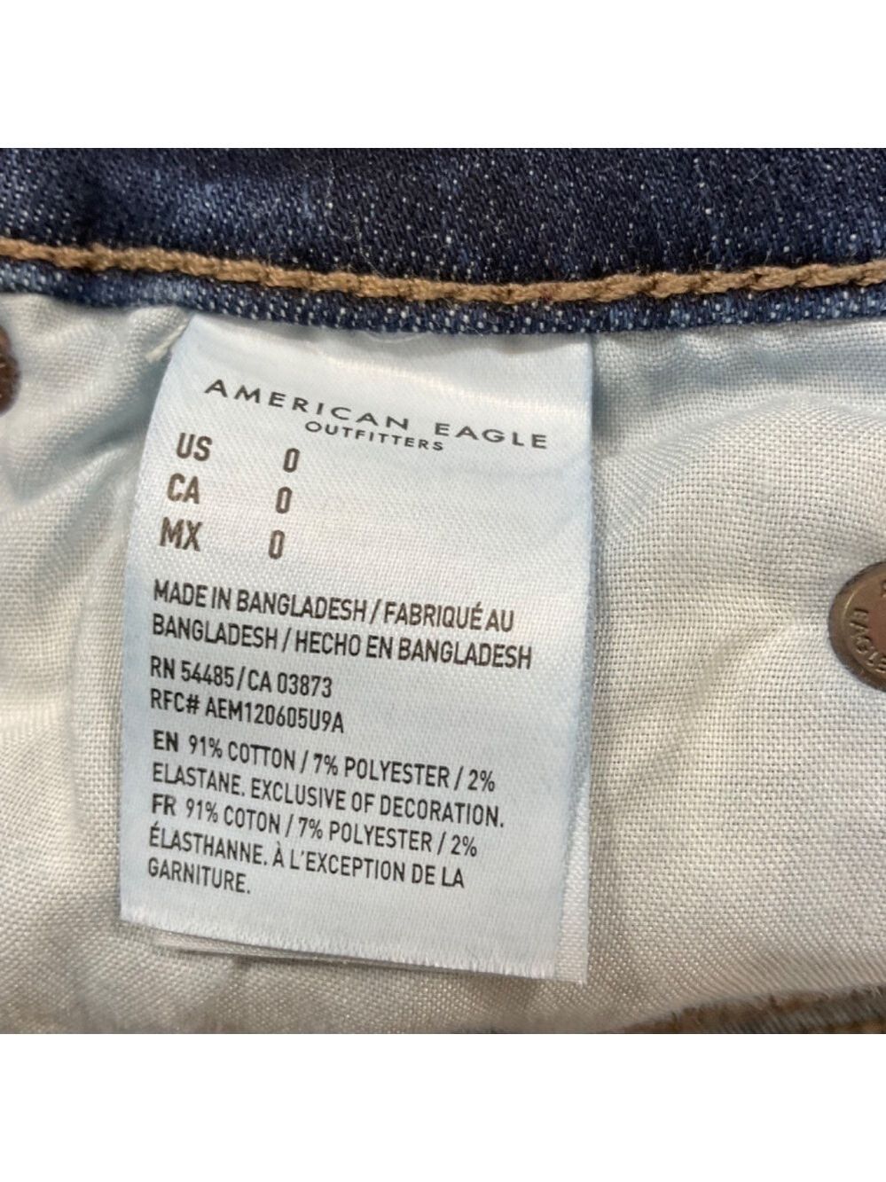American Eagle Outfitters Hi-Rise Shortie Raw Hem 5 pocket Jean Shorts size 0 - Picture 9 of 10
